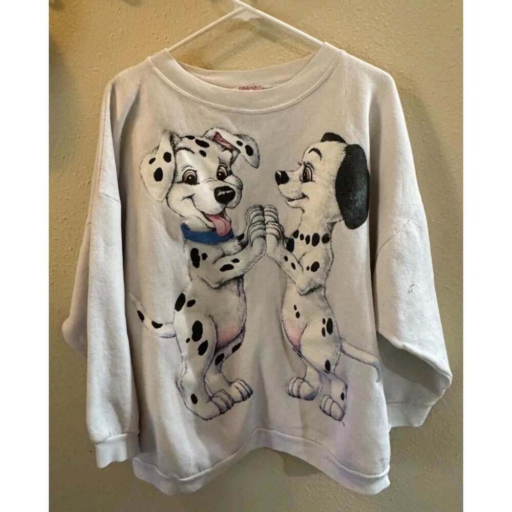 Vintage 101 Dalmatians Sweatshirt 22W 24W Disney Dogs Graphic Made USA 90s RARE